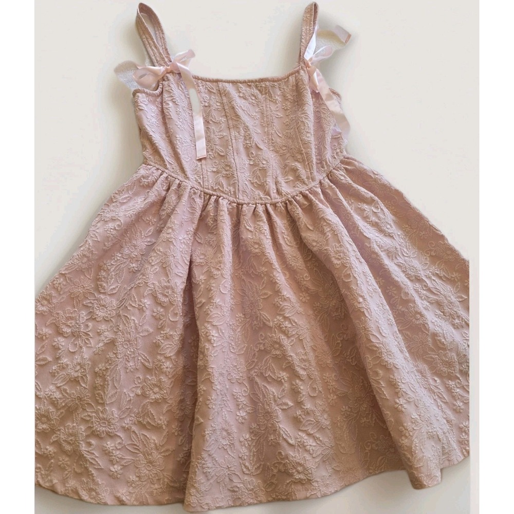 Cottagecore Regency Trixxi Pink Floral Jacquard Corset Mini Dress Size Small